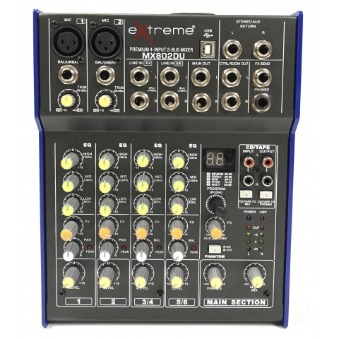 Extreme MX802DU mixer con USB ed effetti